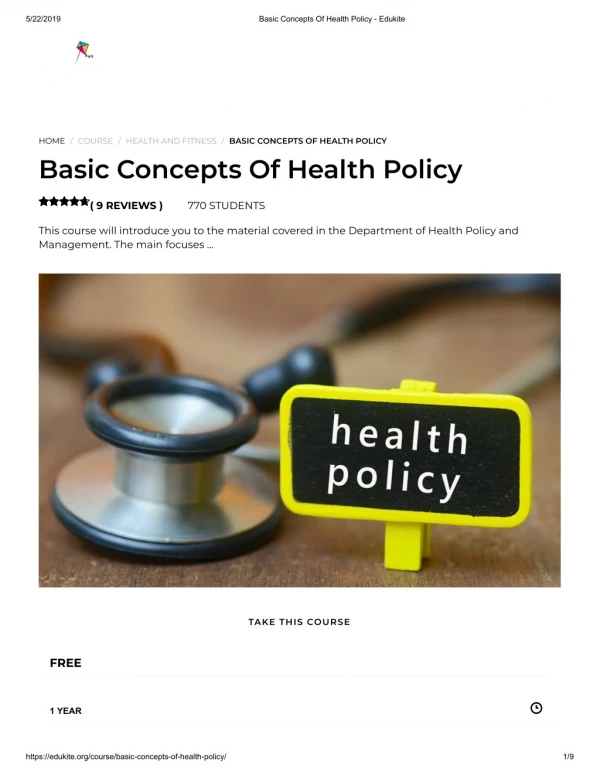 Basic Concepts Of Health Policy - Edukite