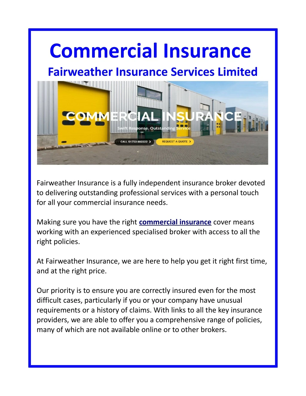commercial insurance fairweather insurance