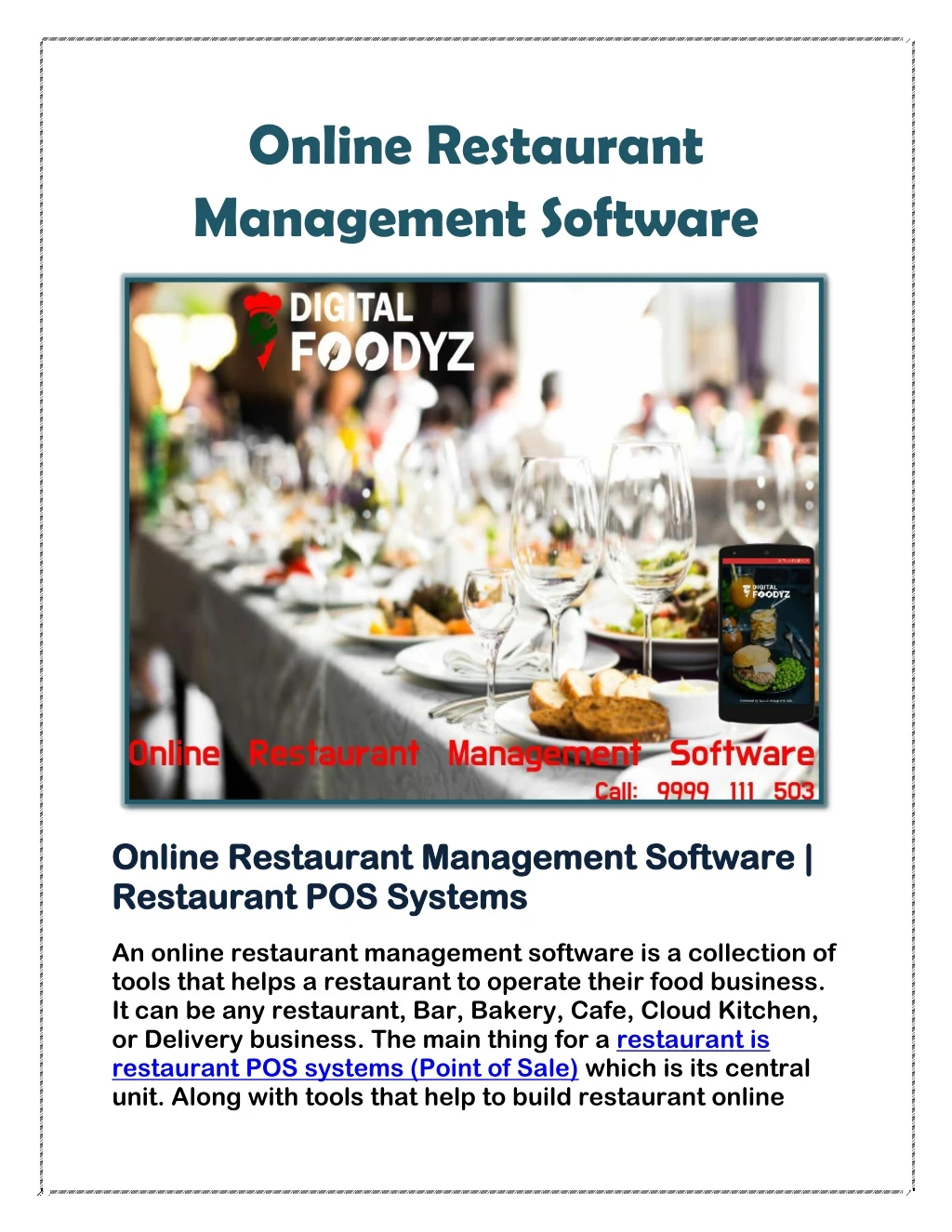 online restaurant management software
