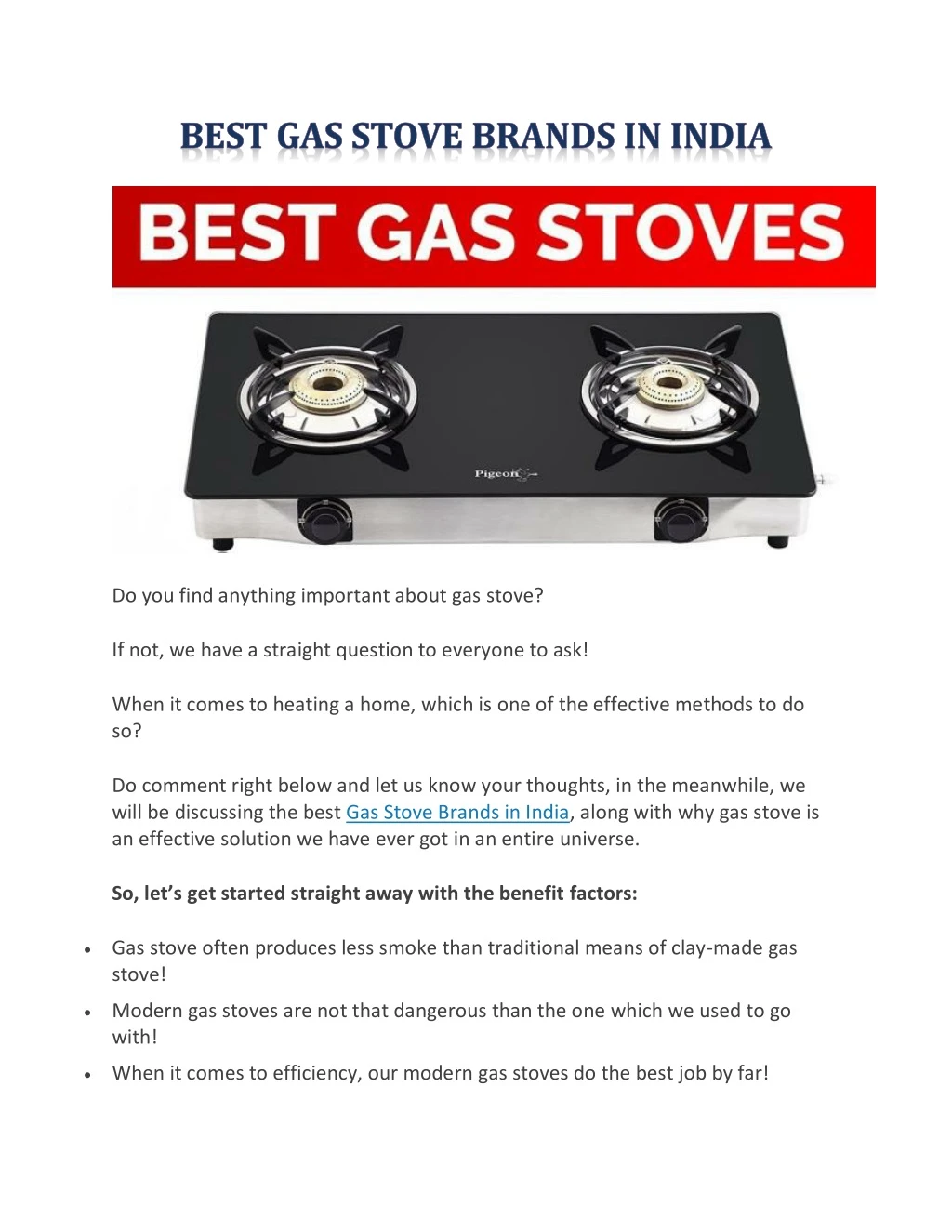 do you find anything important about gas stove
