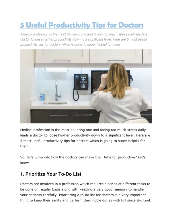 5 useful productivity tips for doctors