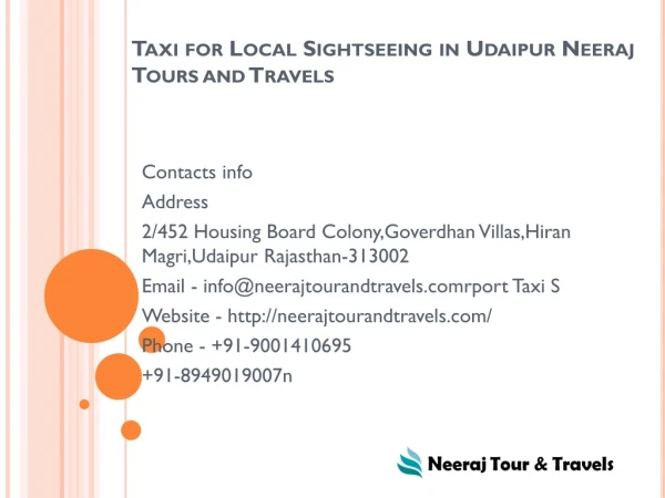 Taxi for Local Sightseeing in Udaipur Neeraj Tours