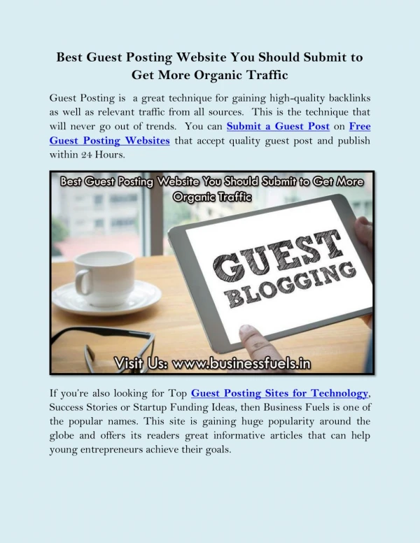 Best Guest Posting Website You Should Submit to Get More Organic Traffic