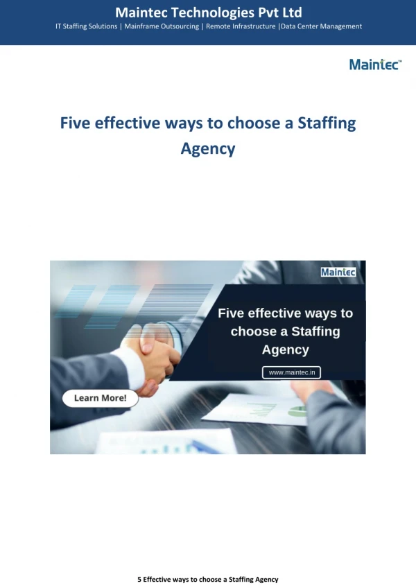 Five effective ways to choose a Staffing Agency