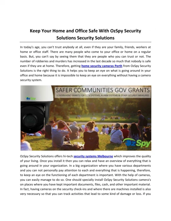 Keep Your Home and Office Safe With OzSpy Security Solutions Security Solutions