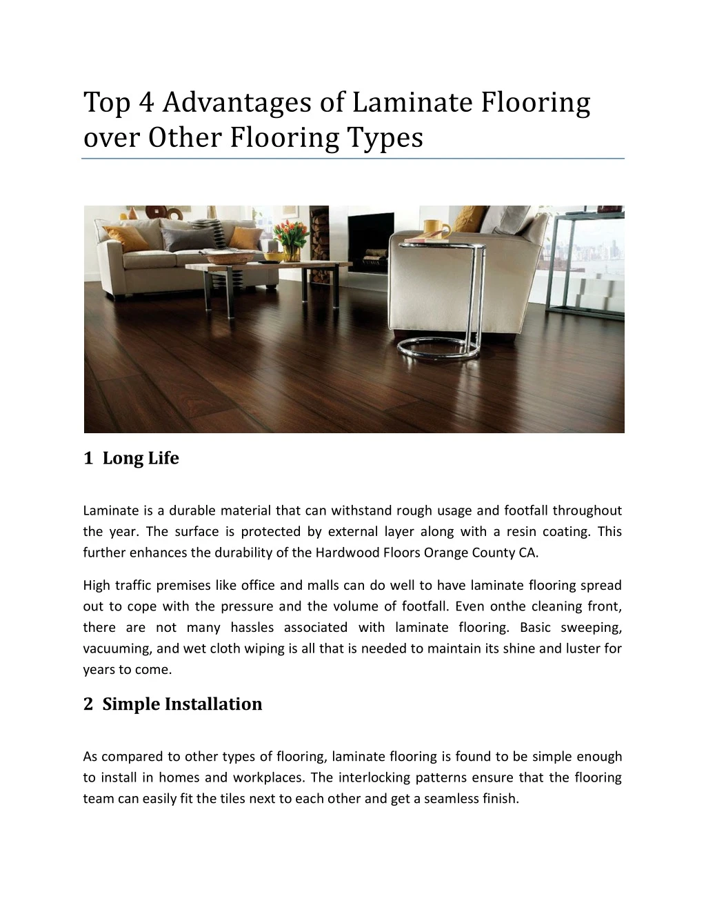 top 4 advantages of laminate flooring over other