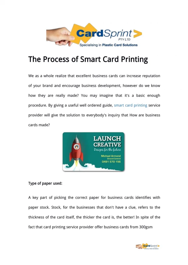 The Process of Smart Card Printing