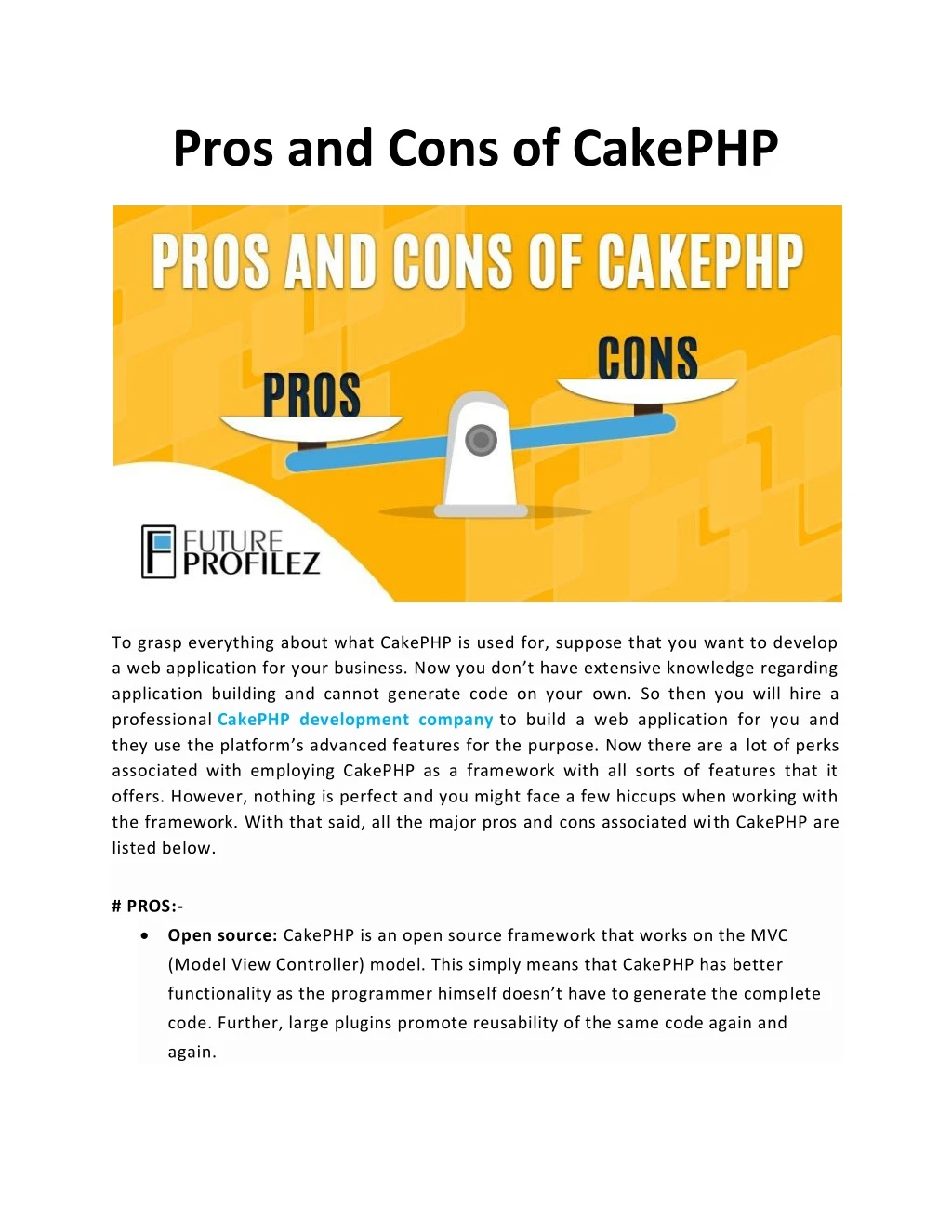 pros and cons of cakephp
