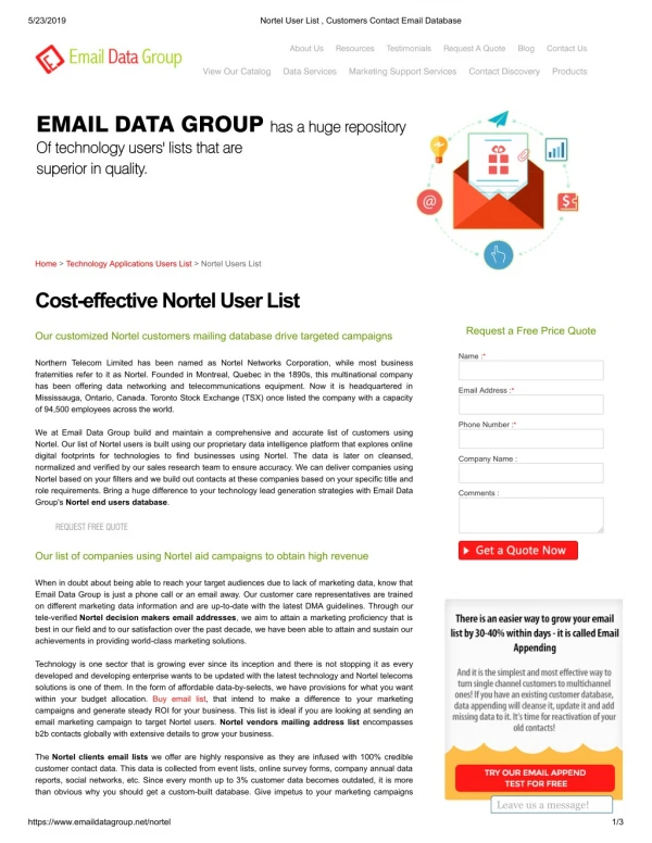 Nortel Users List - Email Data Group