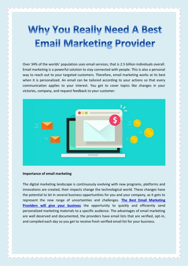 Why You Really Need A Best Email Marketing Provider