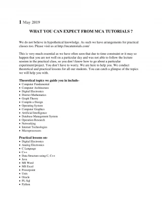 WHAT YOU CAN EXPECT FROM MCA TUTORIALS ? - slide 1