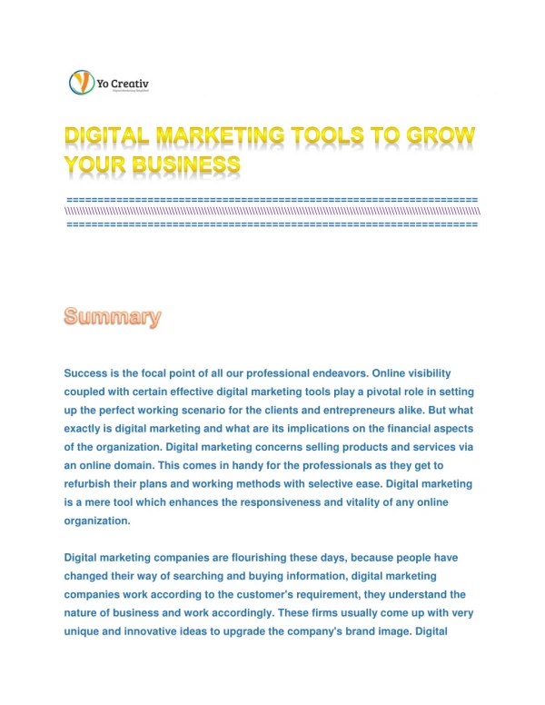DIGITAL MARKETING TOOLS TO GROW YOUR BUSINESS