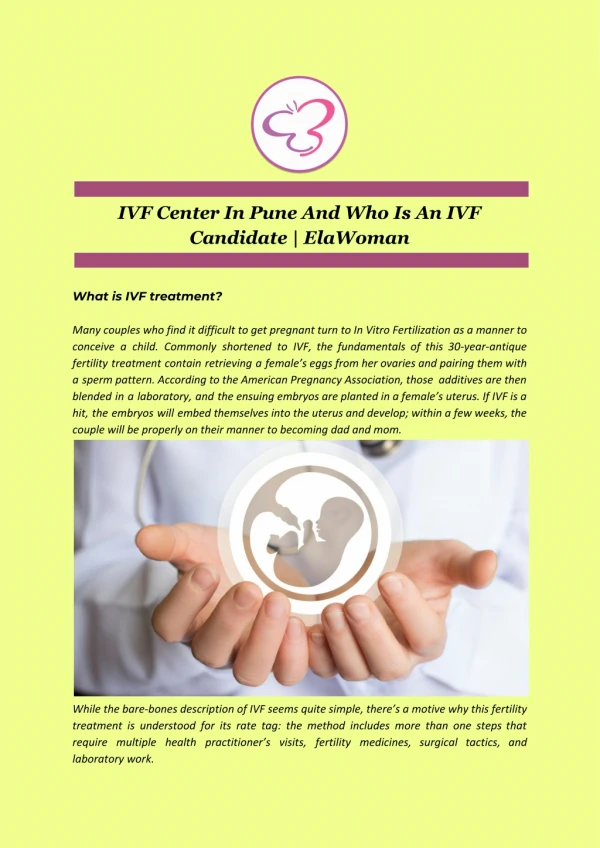 IVF Center In Pune And Who Is An IVF Candidate | ElaWoman