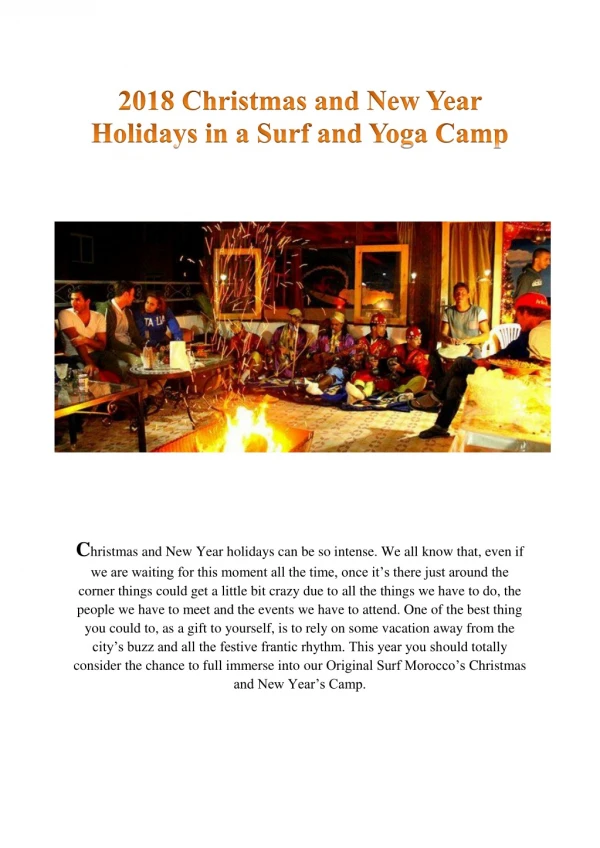 Christmas And New year Holiday In A Surf And Yoga Camp