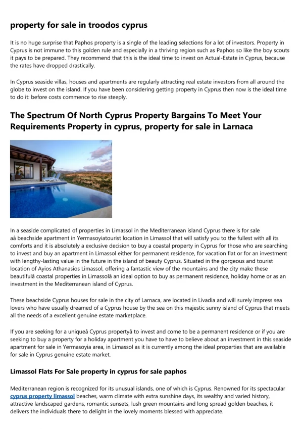 Elegant Cyprus Properties - Property For Sale in Troodos