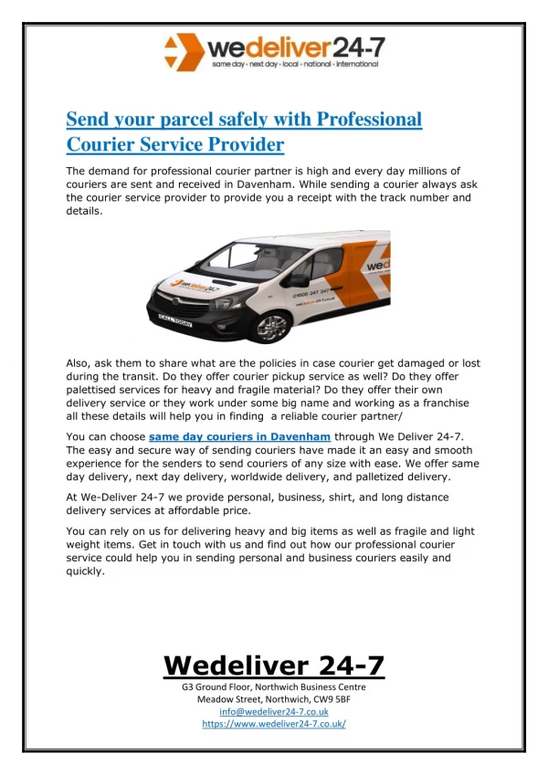 Send your parcel safely with Professional Courier Service Provider