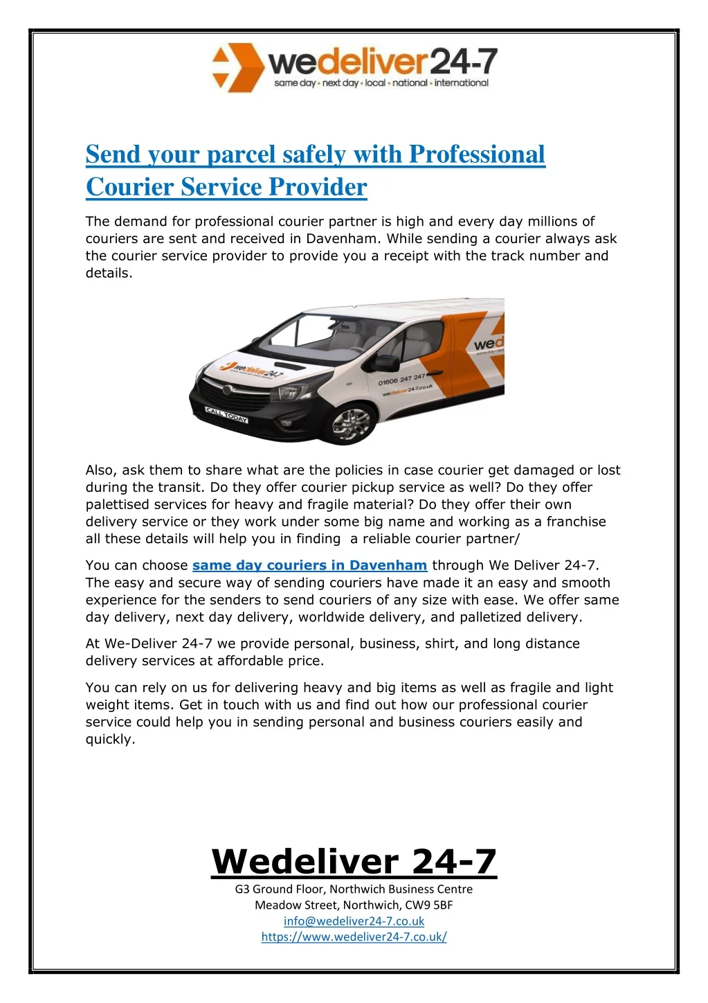 send your parcel safely with professional courier
