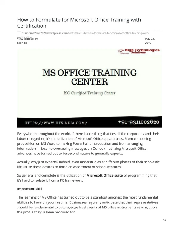 Best Training for MS Office course in Delhi with Placement