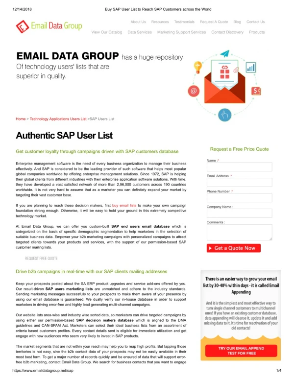 List of Companies Using SAP - Email Data Group
