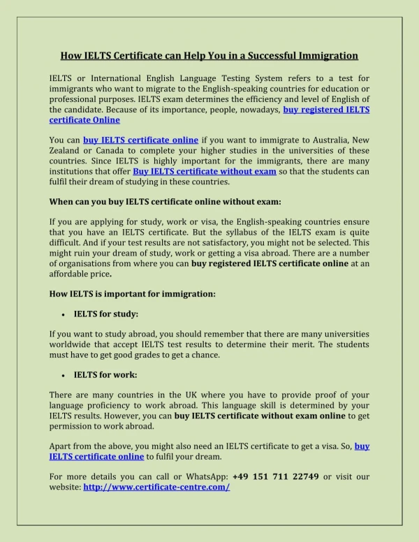 How IELTS Certificate can Help You in a Successful Immigration