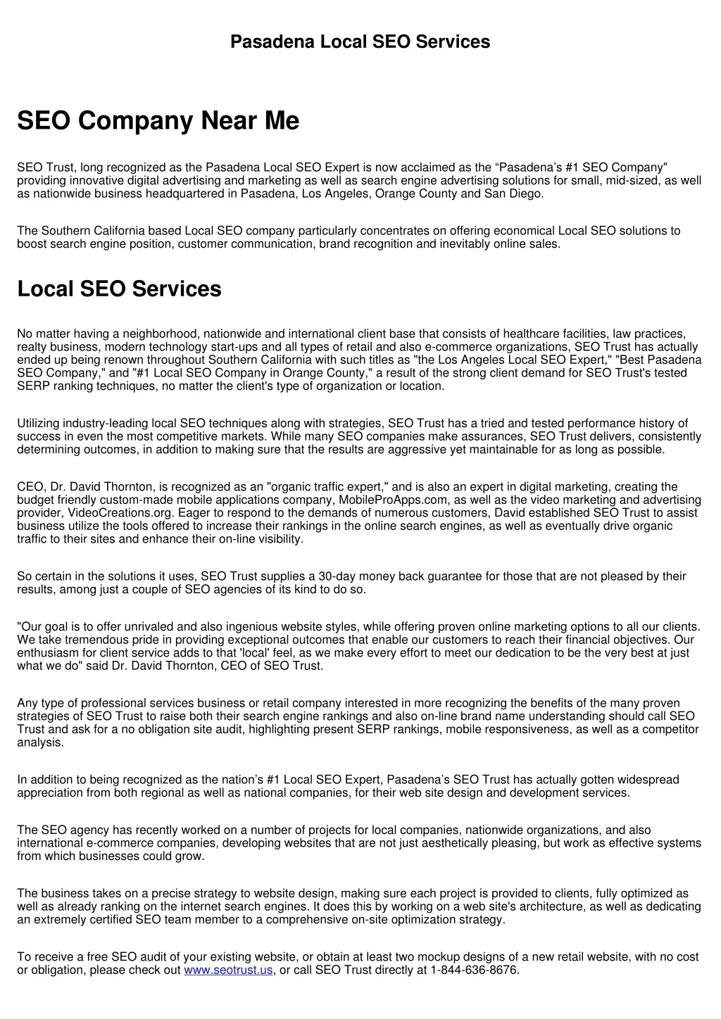 pasadena local seo services