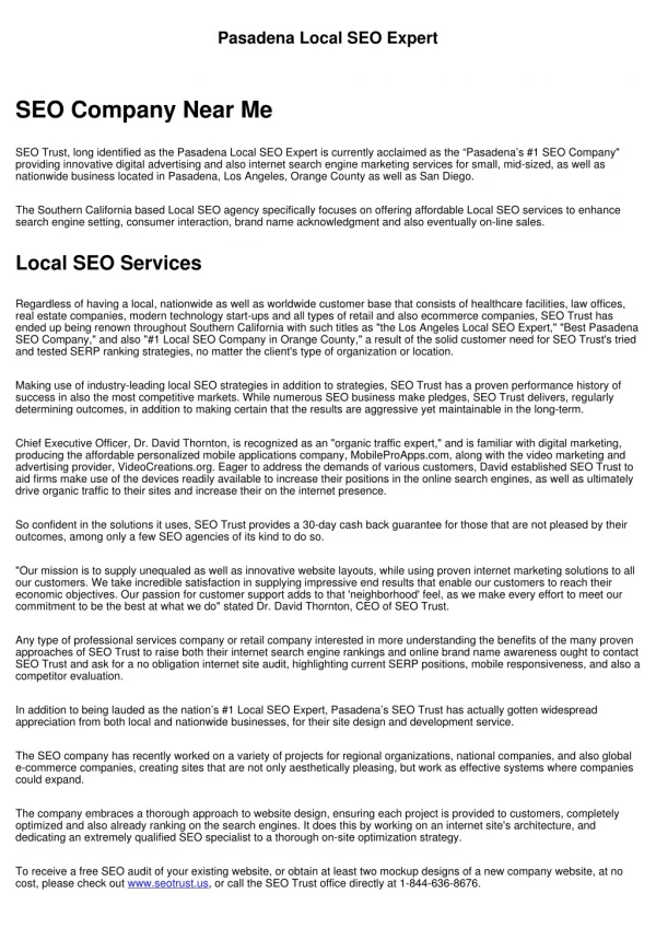 pasadena local seo expert