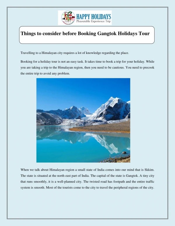 Things to consider before Booking Gangtok Holidays Tour