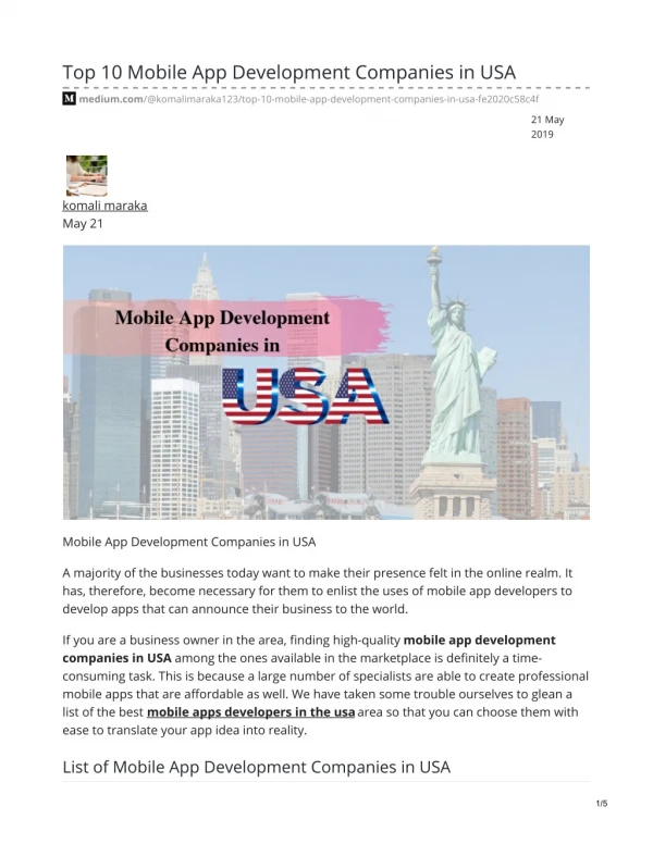 Top 10 Mobile App Development Companies in USA