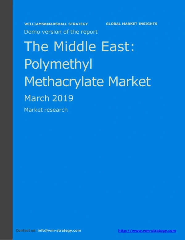 WMStrategy Demo Middle East Polymethyl Methacrylate Market March 2019
