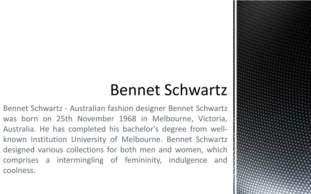 bennet schwartz australian fashion designer