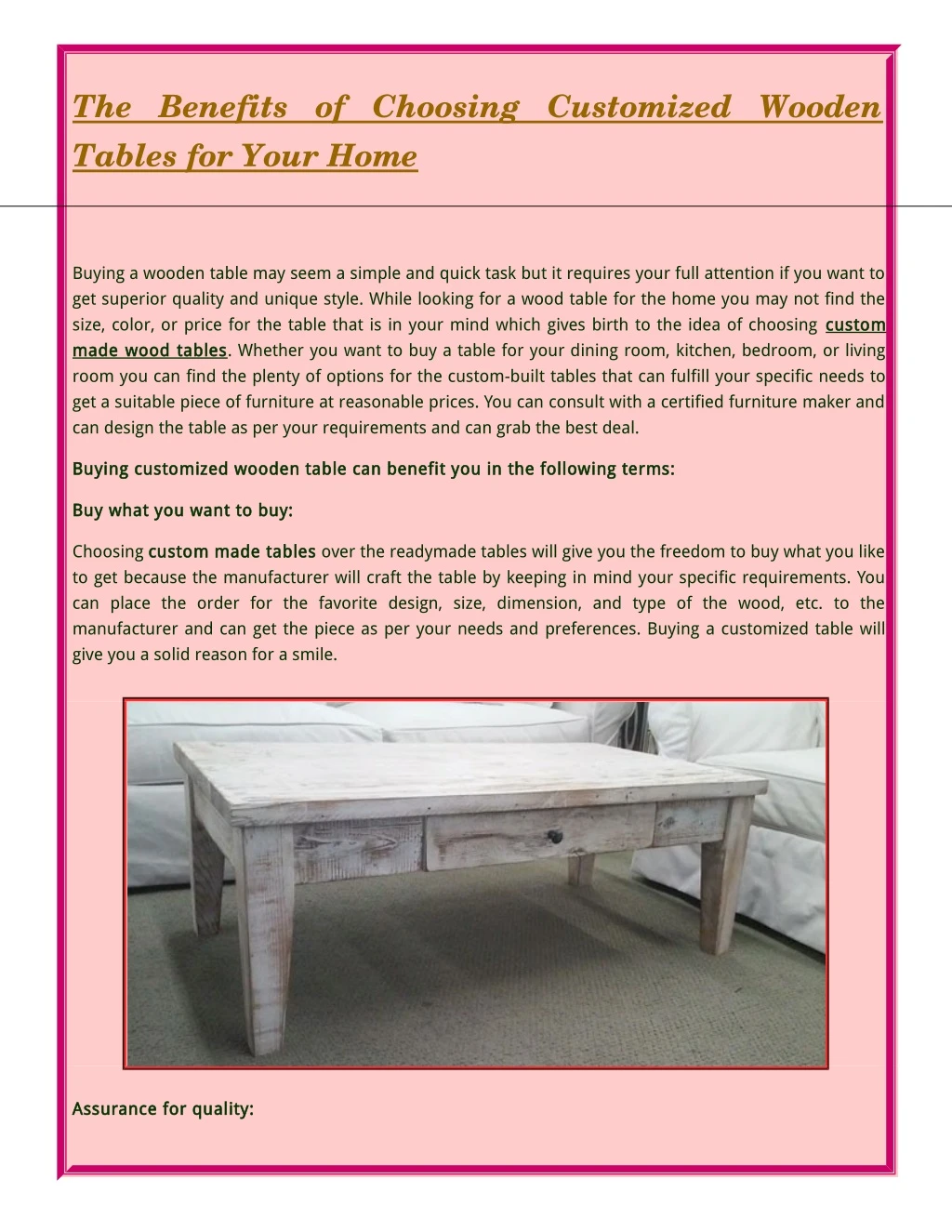 the benefits of choosing customized wooden tables