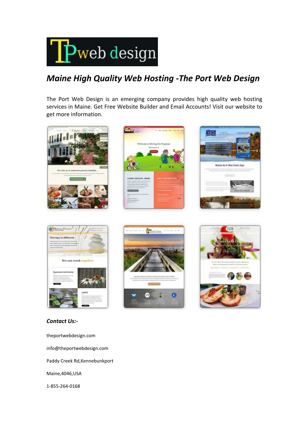 maine high quality web hosting the port web design