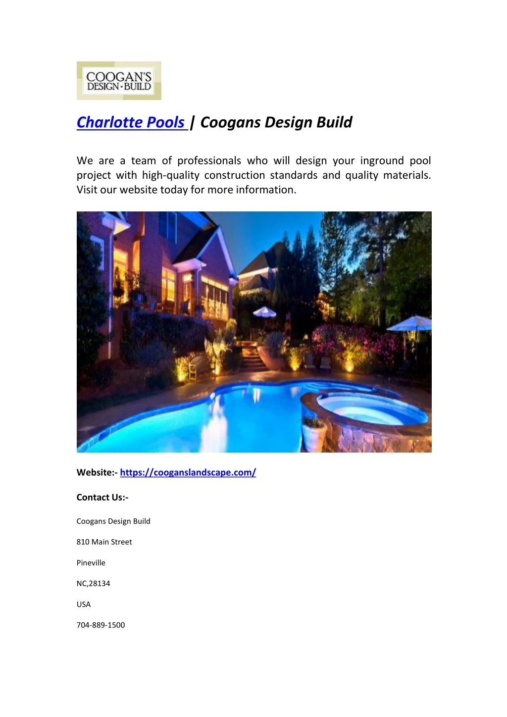 charlotte pools coogans design build