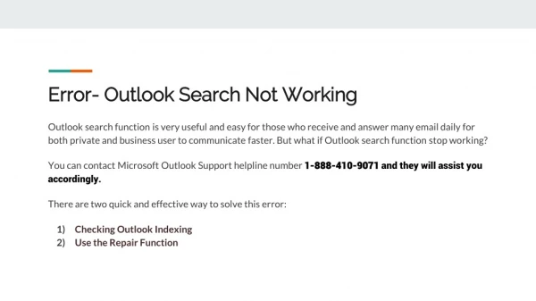 Outlook Search Not Working Error