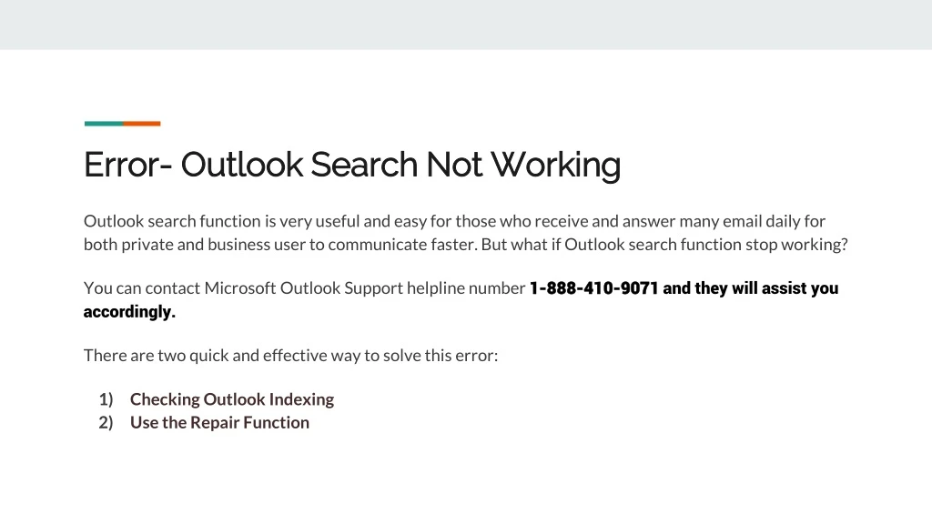 error outlook search not working