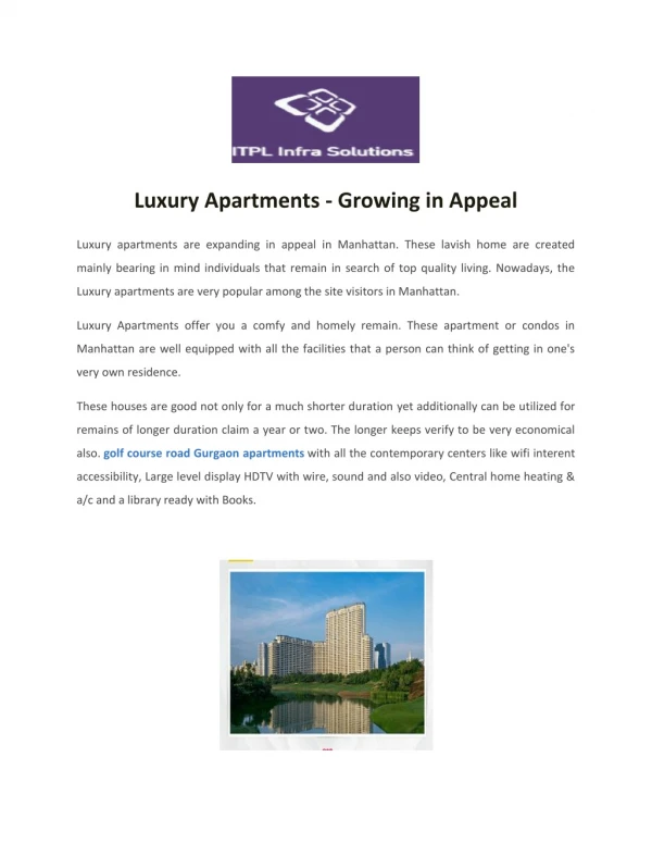 DLF Camellias Gurgaon | Luxury Apartments In Gurgaon | ITPL Infra