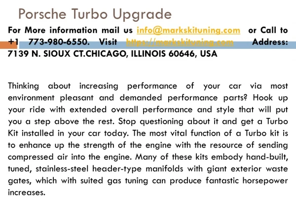 Porsche turbo upgrade