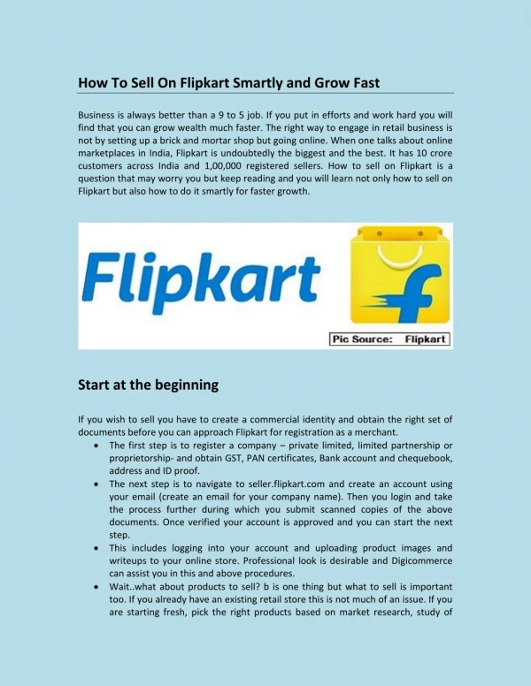 How To Sell On Flipkart Smartly and Grow Fast