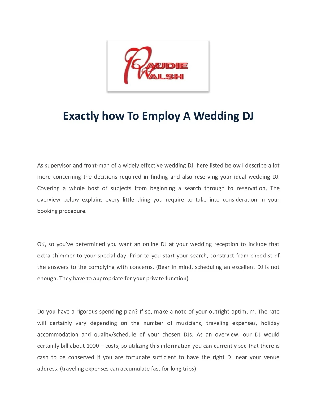 exactly how to employ a wedding dj