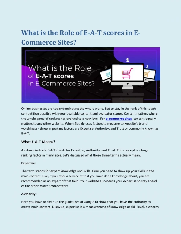 What is the Role of E-A-T scores in E-Commerce Sites?