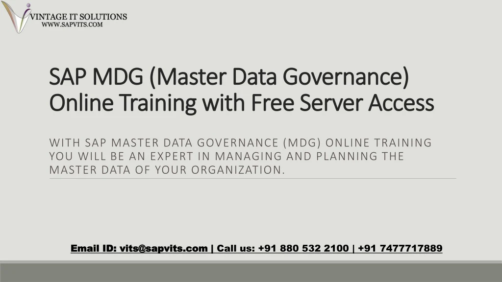 sap mdg master data governance online training with free server access