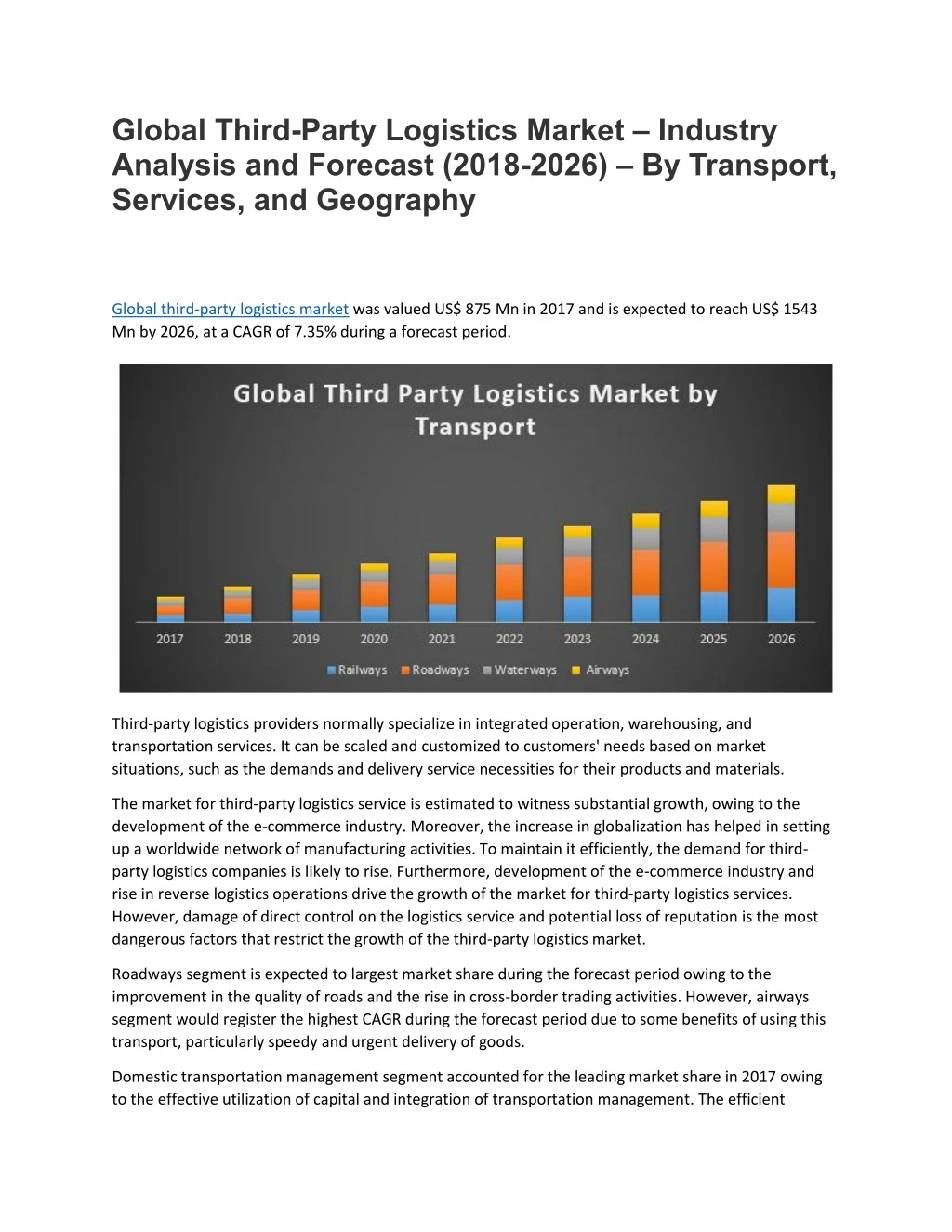 global third party logistics market industry