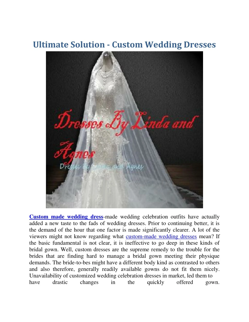 ultimate solution custom wedding dresses