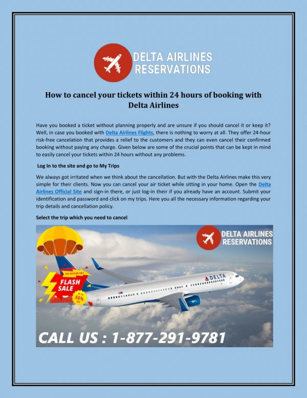 How to cancel your tickets within 24 hours of booking with Delta Airlines