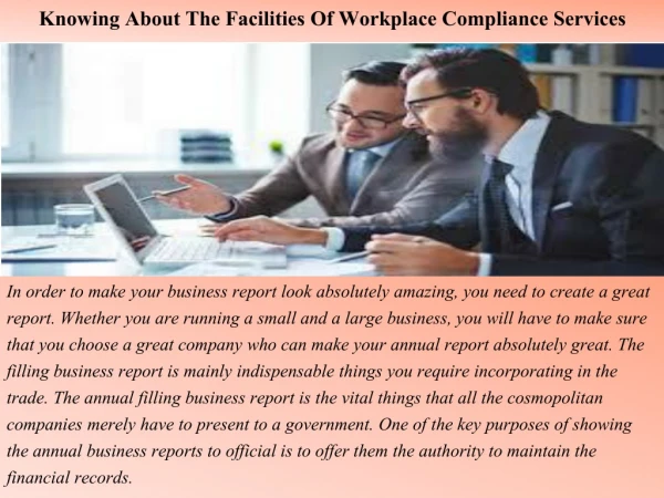Knowing About The Facilities Of Workplace Compliance Services