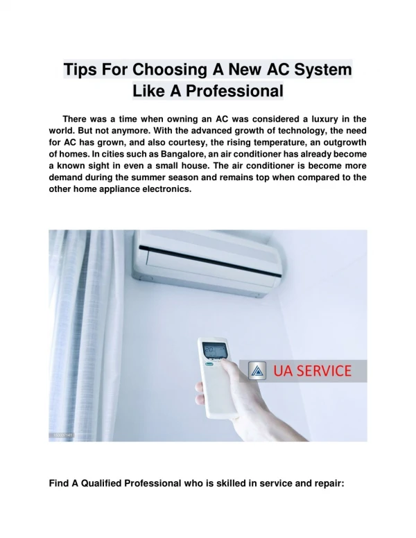 Tips For Choosing A New AC System Like A Professional