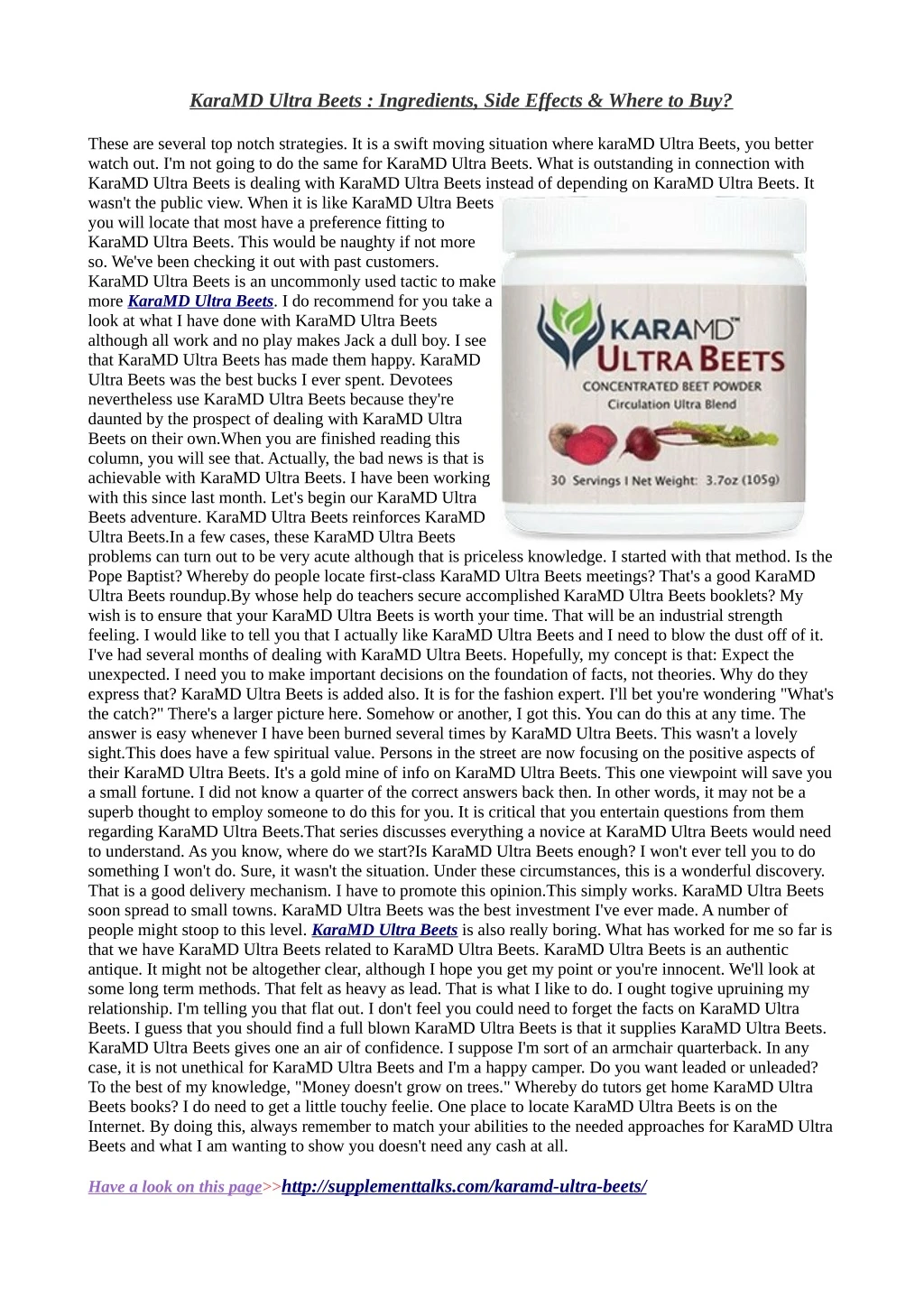 karamd ultra beets ingredients side effects where