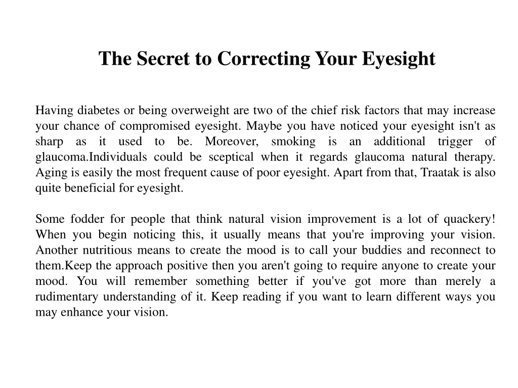 the secret to correcting your eyesight