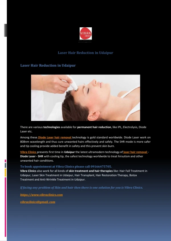 Laser Hair Reduction in Udaipur
