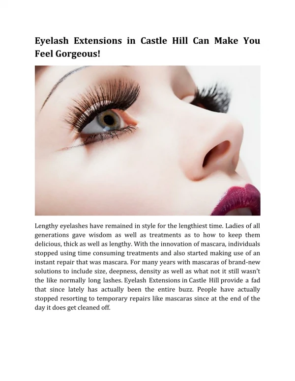 Eyelash Extensions in Castle Hill Can Make You Feel Gorgeous!